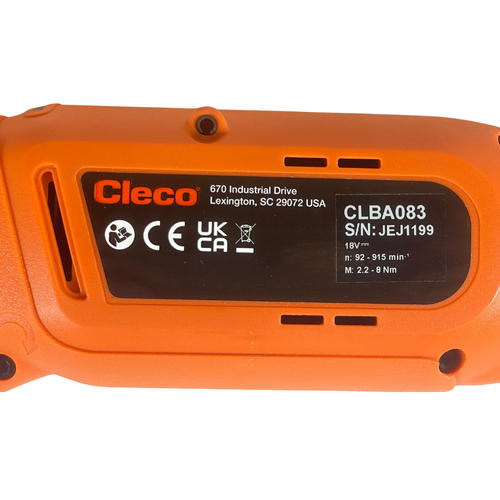 Cleco CLBA083 3/8" 18V CellClutch Right Angled Ergonomic Cordless Nutrunner -2