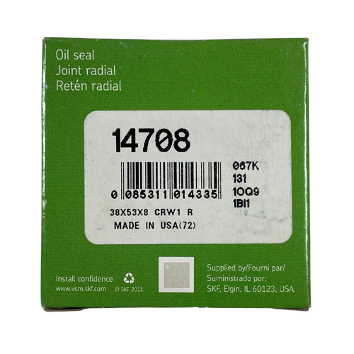 SKF 14708 38 mm x 53 mm x 8 mm Single Lip CRW1 Nitrile Rubber Oil Seal4