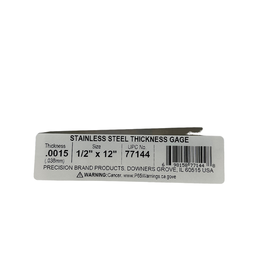 Precision Brand 77144 0.0015" x 1/2" x 12" SS Thickness Gage (Lot of 12) -1