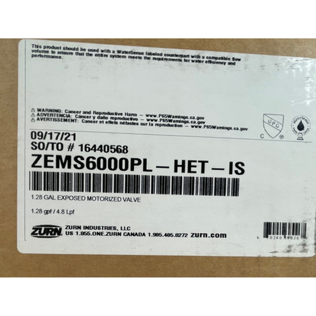Zurn ZEMS6000PL-HET-IS 1" x 11-1/2" 1.28 GPF 80 PSI Automatic Flush Valve6
