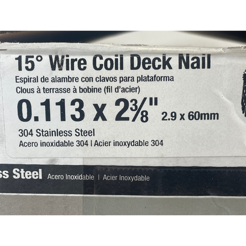 Simpson S12A237PNB 2-3/8" 304SS 15° Wire Coil Ring Shank Nails (Box of 3600) -4