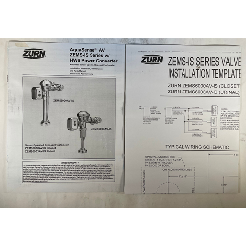 Zurn ZEMS6000PL-WS1-IS 1" x 11-1/2" 1.6 GPF 80 PSI Automatic Flush Valve -3