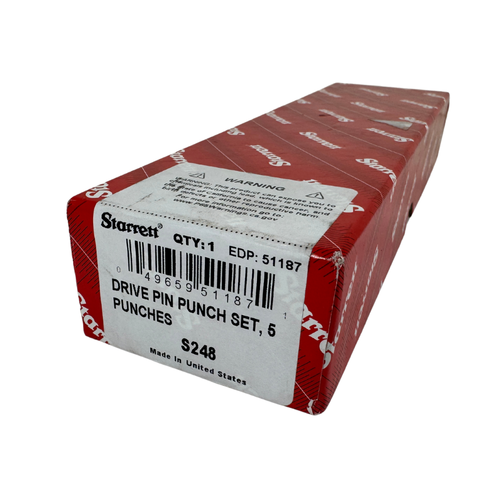 Starett S248 4-Piece 8" OAL x 3-1/2" Steel Drive Pin Punch Set -5