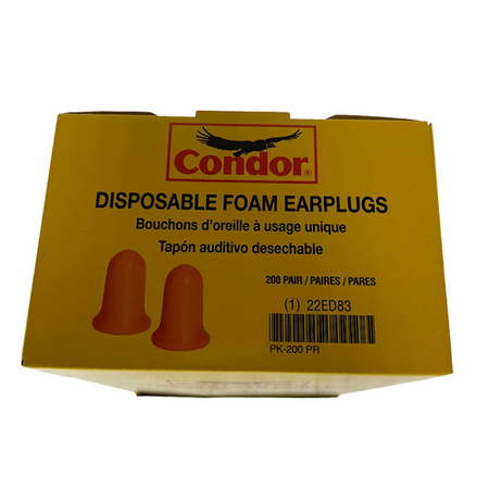 Condor 22ED83 Size M 32 dB NRR Orange Disposable Ear Plugs (Case of 2000)2