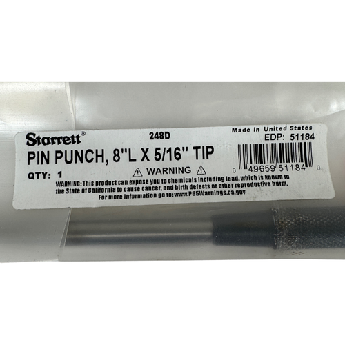 Starett S248 4-Piece 8" OAL x 3-1/2" Steel Drive Pin Punch Set -3