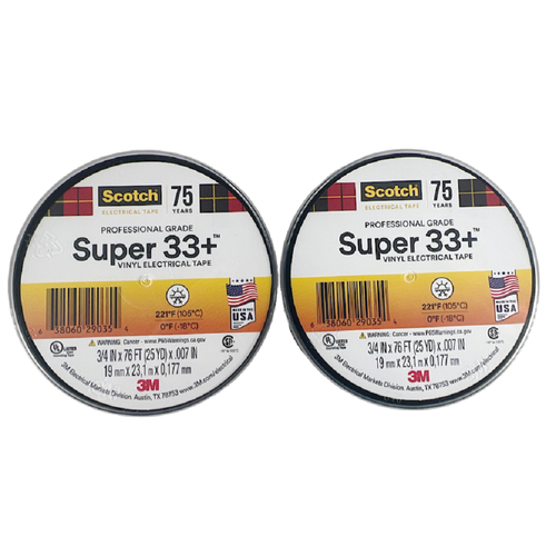 3M Super 33+ 3/4" x 76' Vinyl Electrical Tape (Lot of 2)0
