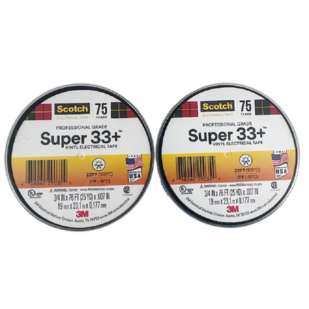 3M Super 33+ 3/4" x 76' Vinyl Electrical Tape (Lot of 2)0