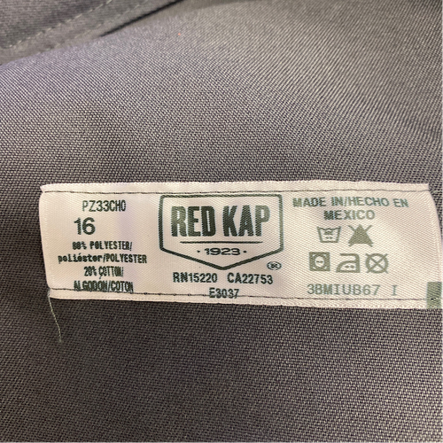 Red Kap PZ33CHO Size 16 x 34U Poly/Cotton Gray Work Pants -1