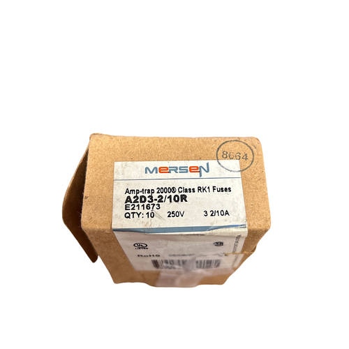 Mersen A2D3-2/10 2" x 9/16" 250V 3-2/10A Cylindrical Body Fuse (Pack of 10) -2