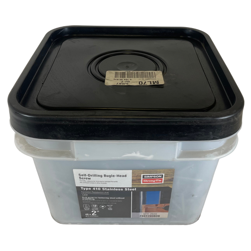 Simpson F08T200BDB #8 x 2" 410 SS Self-Drilling Bugle-Head Screw (Box of 2500) -1