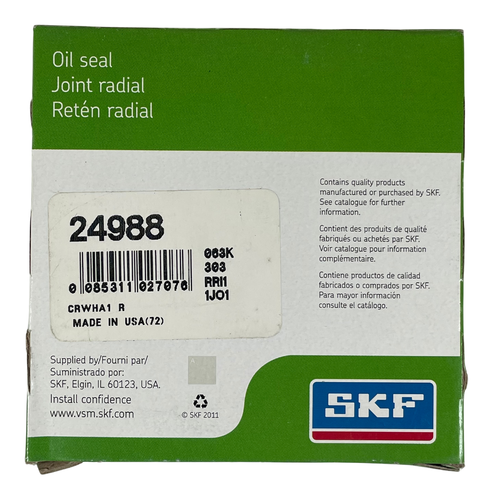 SKF 24988 2.5" x 3.5" x 0.438" Double Lip CRWHA1 Nitrile Rubber Oil Seal -4