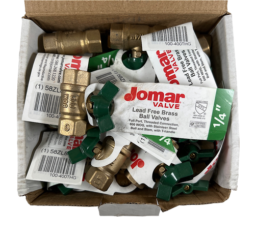 Jomar T-83CG 100-400THG 1/4" x1/4" T-Handle Brass Ball Valve (Box of 20) -0