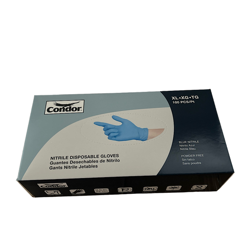 Condor 2XLZ9 Size X-Large Powder-Free Blue Disposable Gloves (Case of 1000) -0