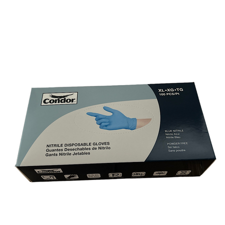 Condor 2XLZ9 Size X-Large Powder-Free Blue Disposable Gloves (Case of 1000) -0