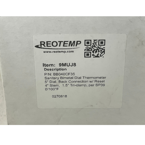 REOTEMP BB040CF35 1-1/2" x 5" 100°F Back Mount Sanitary Dial Thermometer -3