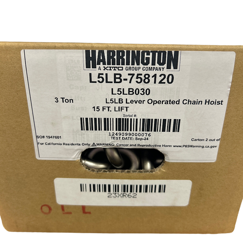 Harrington L5LB030 15' Lift 3 Ton Capacity Load Limiter Lever Hoist -3
