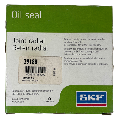 SKF 29188 2.938" x 3.938" x 0.643" Single Lip Fluoro Rubber Rotary Shaft Seal3