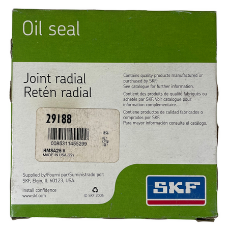 SKF 29188 2.938" x 3.938" x 0.643" Single Lip Fluoro Rubber Rotary Shaft Seal3