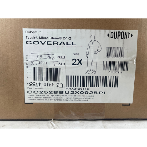 DuPont CC252BBU2X0025PI Size 2XL Tyvek Micro-Clean 2-1-2 Coveralls Pack of 25 -2
