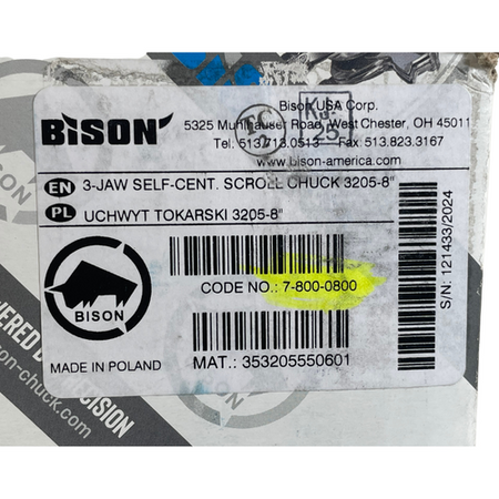 Bison 3205-8" 8" Dia Plain Back #3205 3-Jaw Self-Centering Scroll Chuck -4