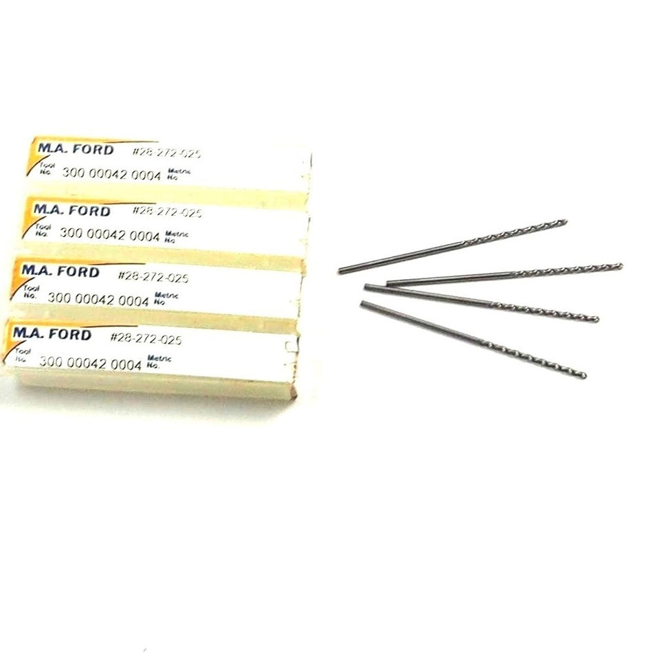 M.A. FORD Carbide Drills 300 00042 0004 #28-272-025 USA (4 Pcs)