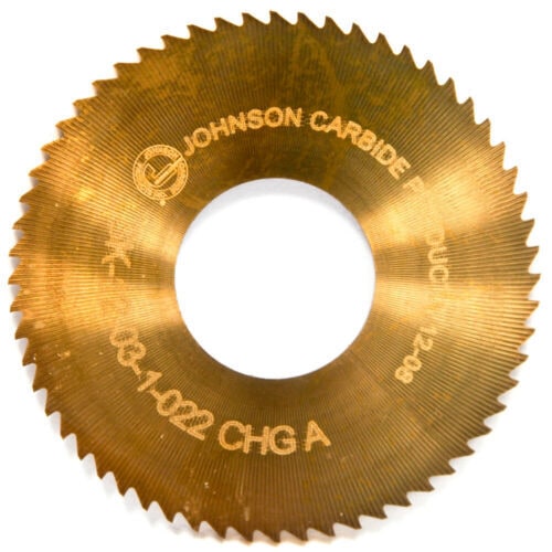 JOHNSON Carbide Jeweler's Saw 0.0220"/0.0225" x 1" x 3/8" Arbor 5° 60T TiN SK...
