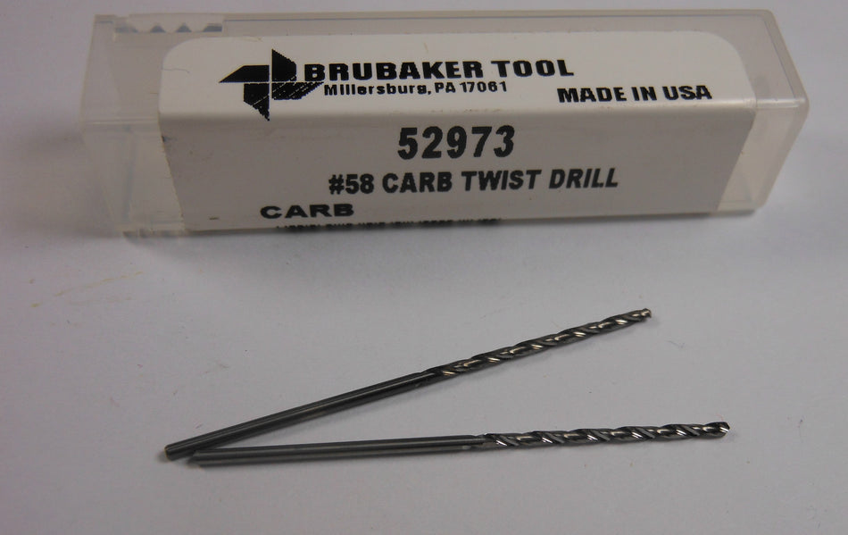 BRUBAKER Carbide Twist Drills #58 118° 3/4" x 1-1/2" 52973 (2 Pcs)