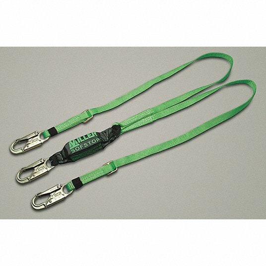 Miller 8878T/4FTGN Lanyard 4 ft Two Legs Locking Hasp Hook 310 lb Capacity -
