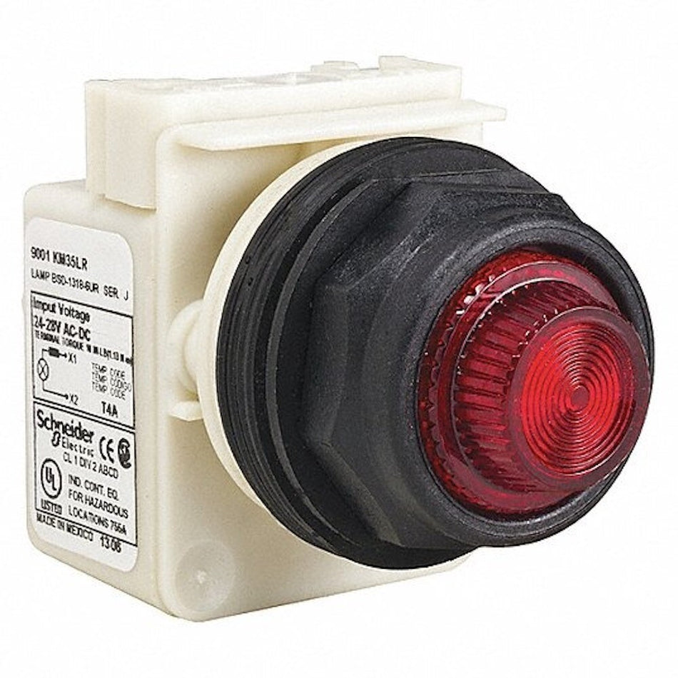Schneider Electric 9001SKP8LRR31 30 mm 277V Red LED Round Pilot Light