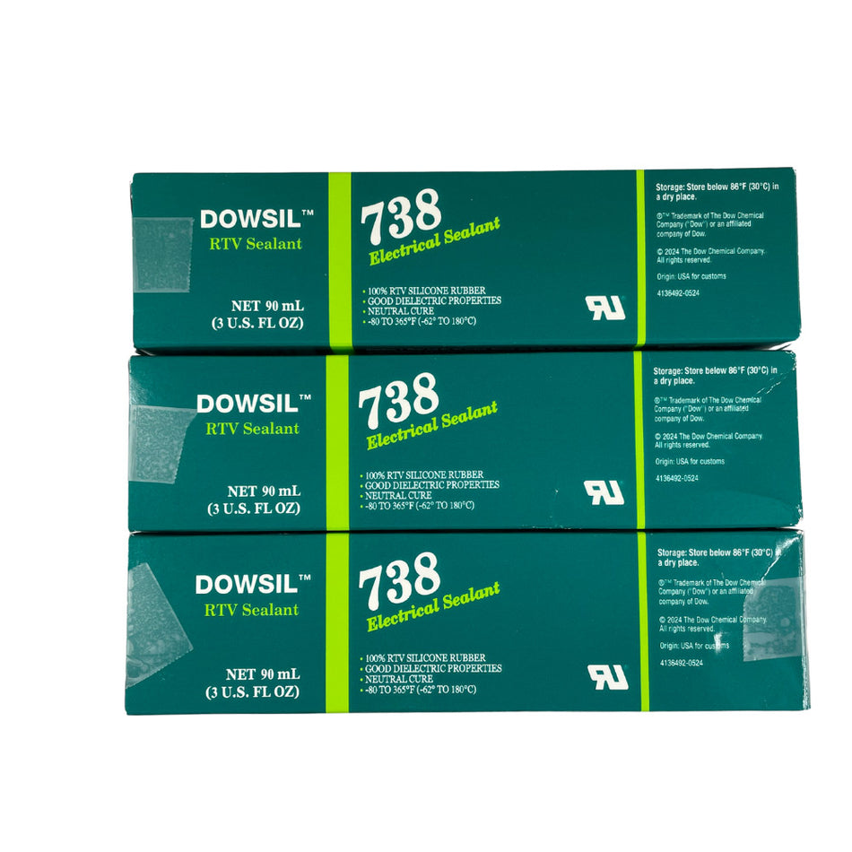 Dowsil 738 3 Oz 301% to 500% White Silicone Sealant (Lot of 3)