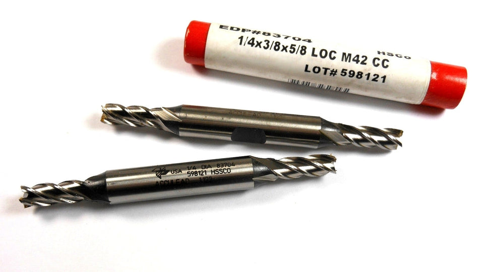 BRUBAKER Cobalt Double End Mills 1/4" 4FL 5/8" x 3-3/8" 83704 (2 Pcs)