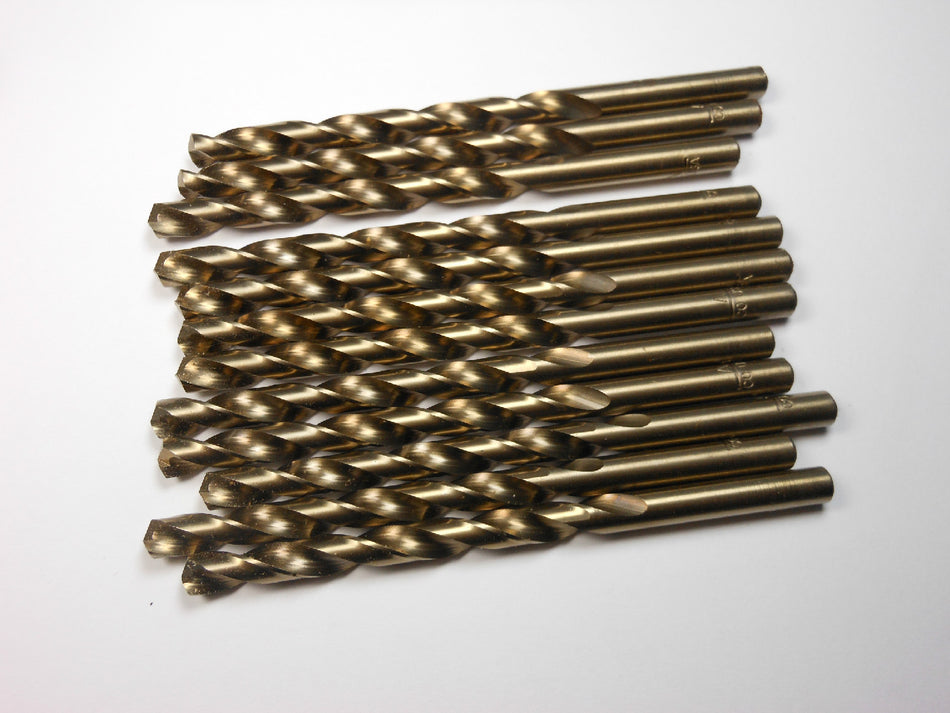 Cobalt Jobber Length Drills "A" 0.234" 135° Gold 2-5/8" LOC x 3-7/8" (12 Pcs)