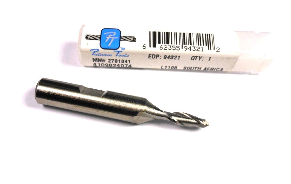 PUTNAM Ball End Mill 3/16" HSS 2FL 3/8" x 1/2" x 2-3/8" 94321
