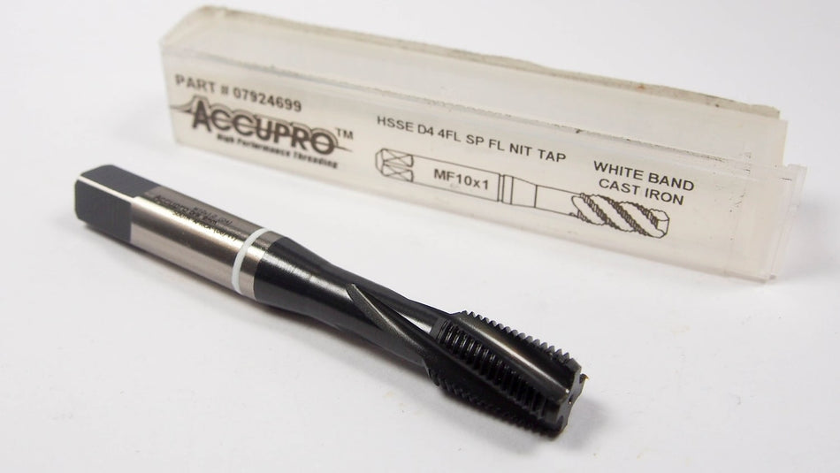 Modified Bottoming Spiral Flute Tap M10x1.00 D4 4FL HSSE White Band