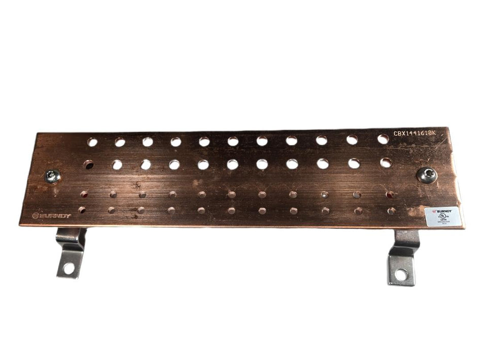 Burndy CBX1441610K Copper Ground Bus Bar 14-Hole 4/0-6 AWG Panel Mount
