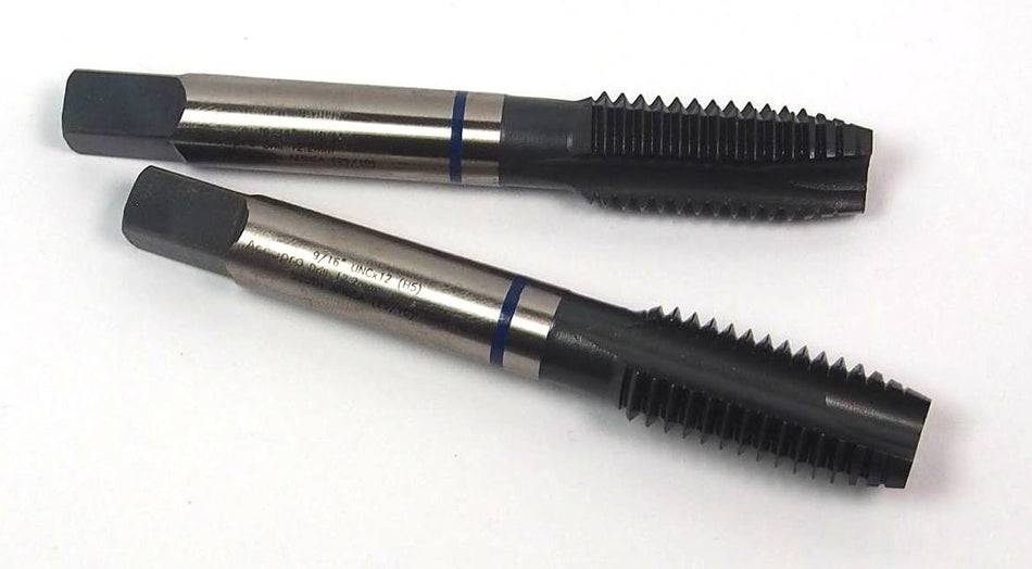 Spiral Point Plug Taps 9/16-12 H5 3FL HSSE Oxide UNC Blue Band (2 Pcs)