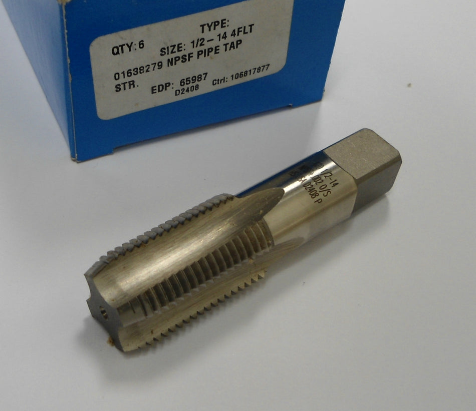 GREENFIELD Standard Pipe Tap 1/2-14 NPSF HSS 4FL OAL 3.125" (6 Pcs)