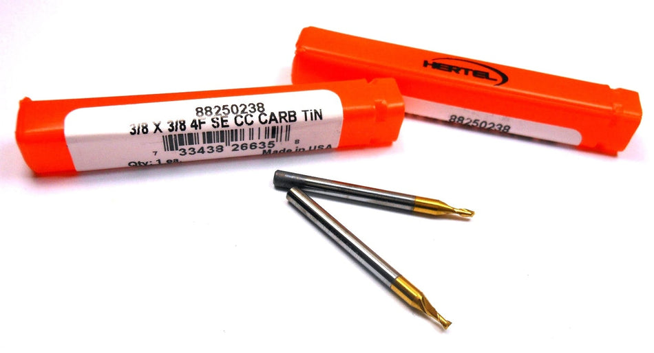 Carbide Double Square End Mills 3/8" 4FL TiN 1" x 2-1/2" (2 Pcs)