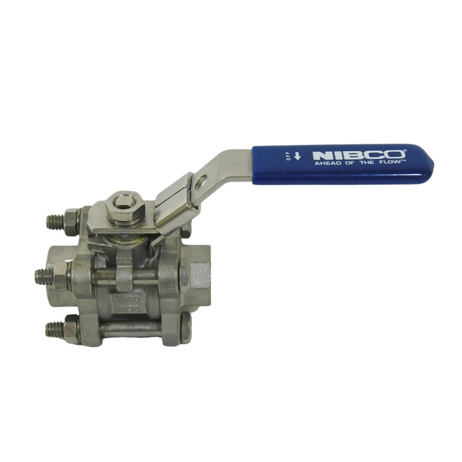 Nibco T595S6R66LL 1/4" 3-Piece Stainless Steel Ball Valve -