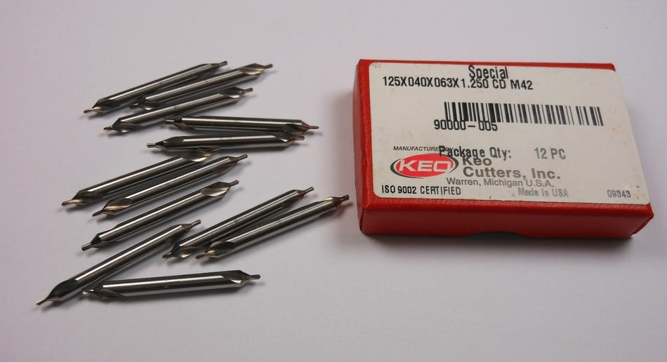 KEO Cobalt Combo Drill/Countersinks #1/0 60° .040" 1-1/4" OAL (12 Pcs)