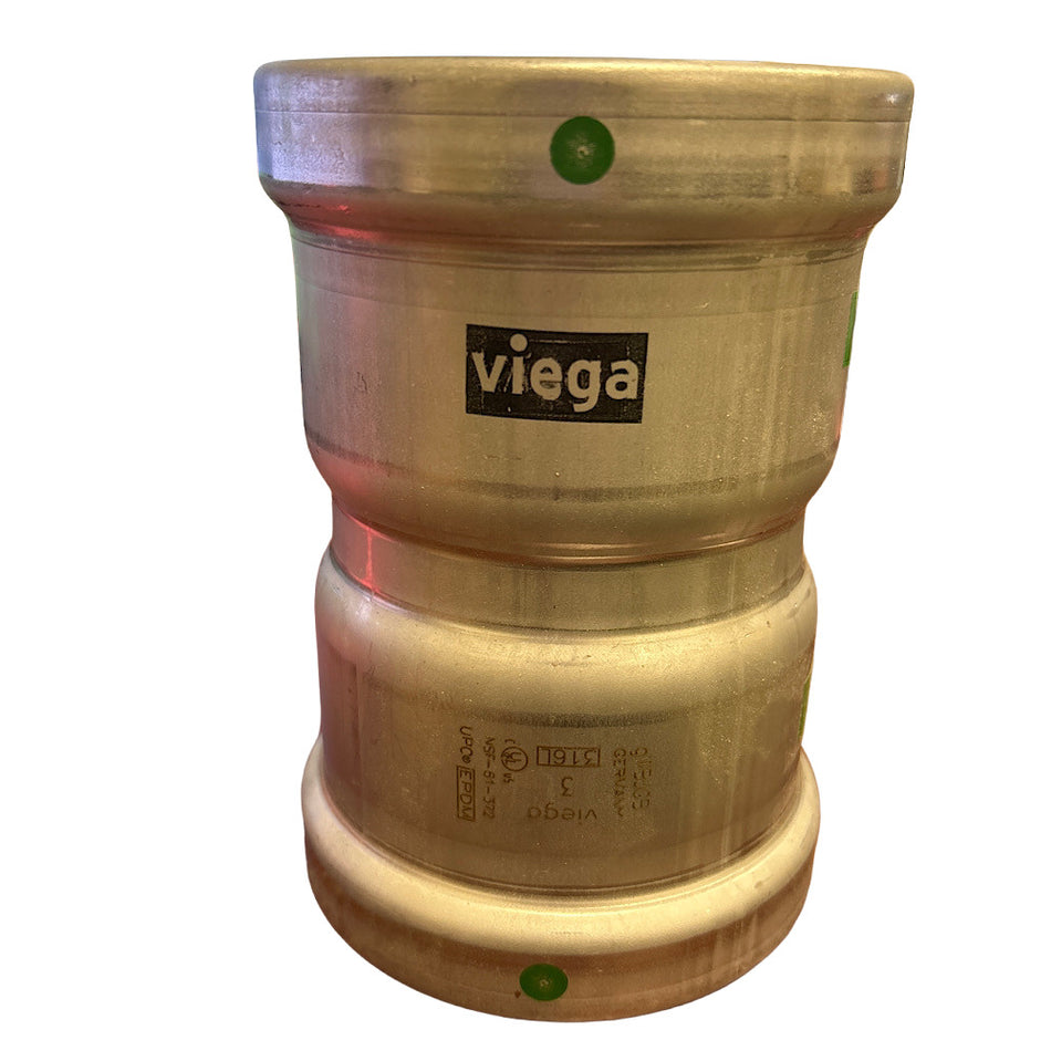 Viega 20733 3" x 3" Press-Fit x Press-Fit 200 PSI Copper XL Coupling with Stop