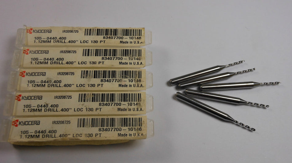KYOCERA Carbide Circuit Board Drills 1.12mm 130° 105-0440.400 (5 Pcs)