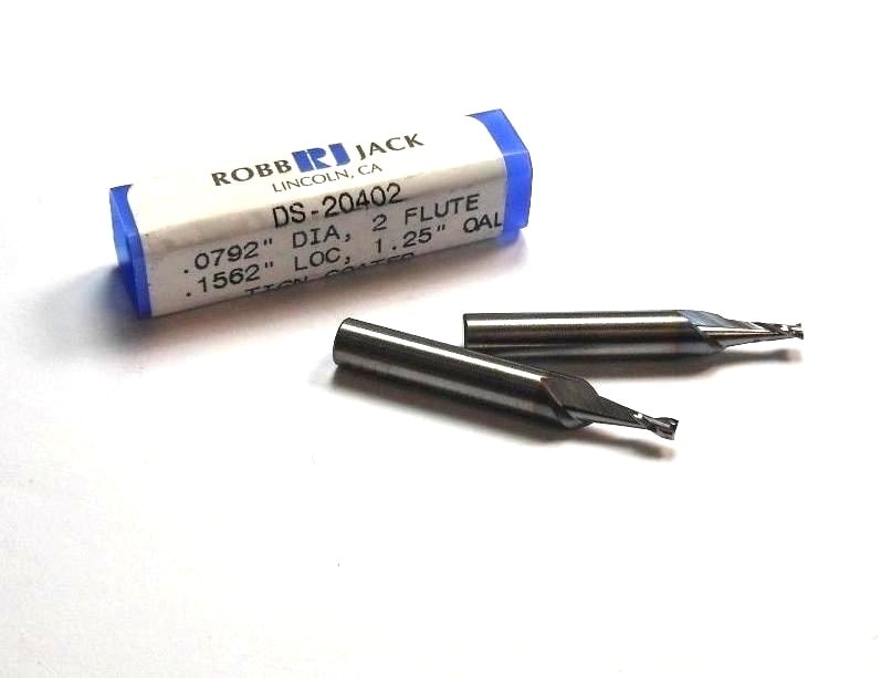 ROBB JACK Carbide End Mills 0.0792" 2FL TiCN 1-1/4" DS-20402 (2 Pcs)