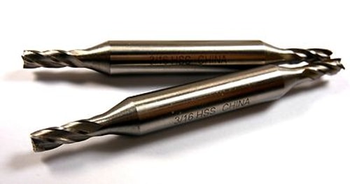 Double Square End Mills 3/16" 4FL HSS 3/8" x 1/2" x 3-1/4" (2 Pcs)