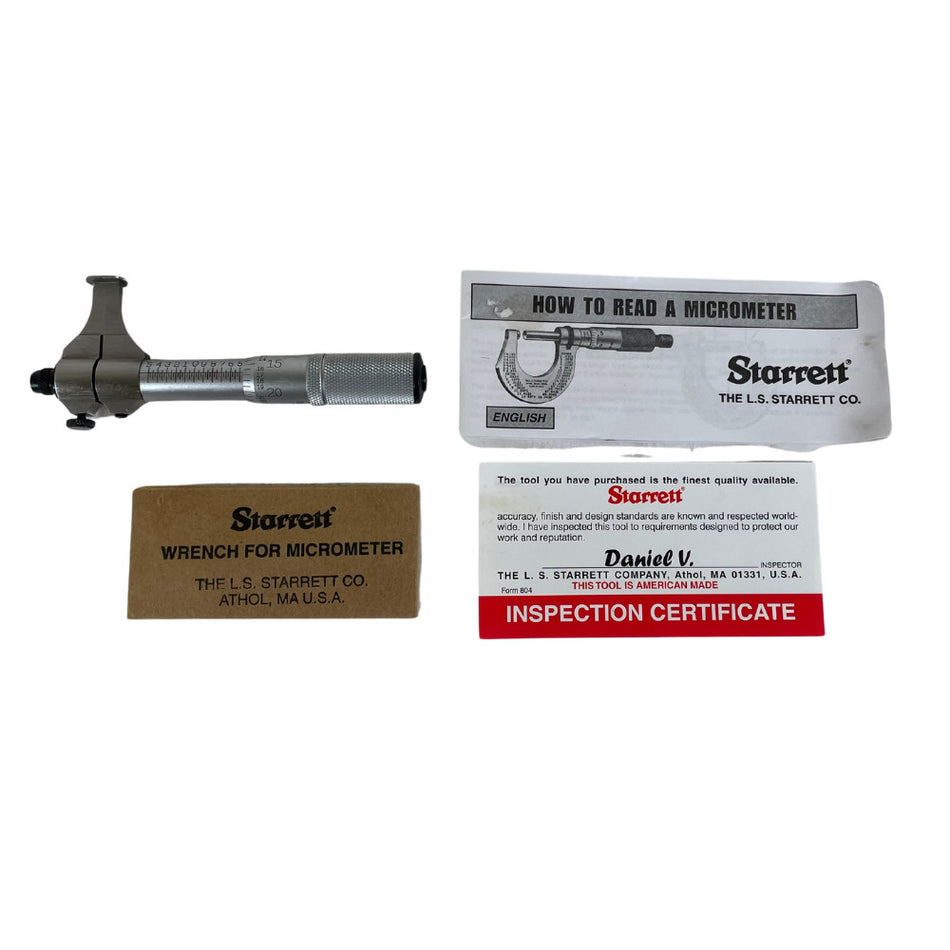 Starrett 701A 0.5" to 1.5" Friction Mechanical Digital Groove Micrometer