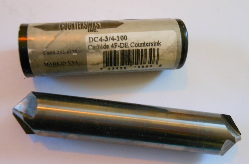 Carbide Double Countersink 3/4" 100° 4FL 3/4" Shank x 3-1/2" OAL