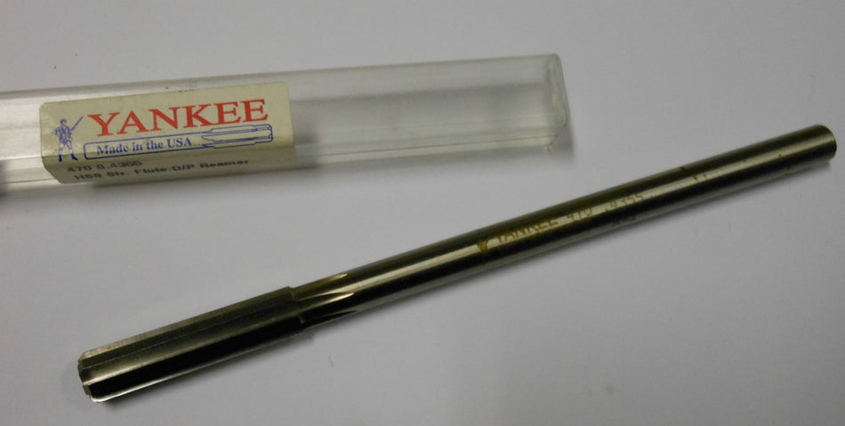 YANKEE Straight Dowel Pin Reamer 0.4355" 6FL HSS 1-3/4" x 7" USA