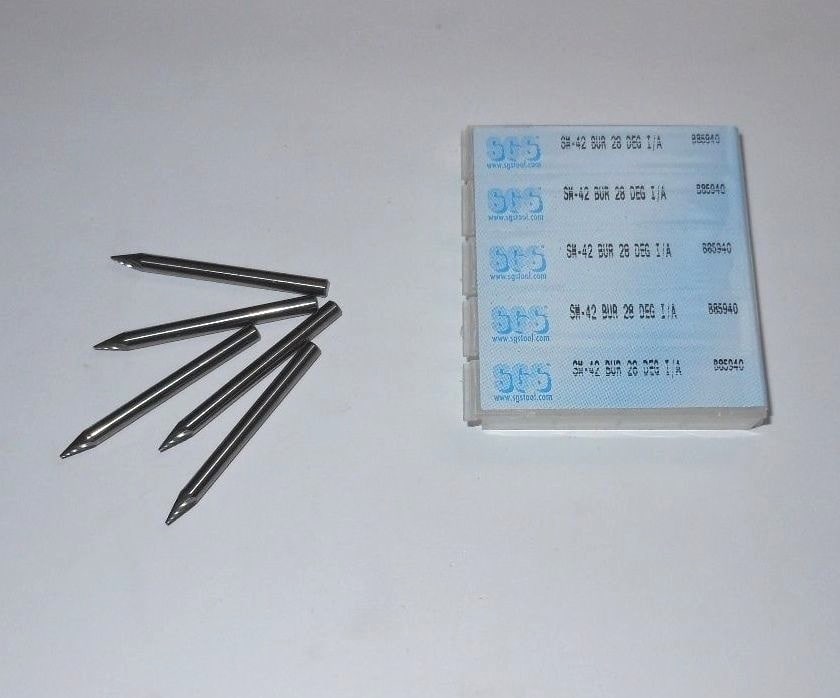 SGS Carbide Cone Burs SM-42 1/8" x 1-1/2" 23° S/C B85940 (5 Pcs)