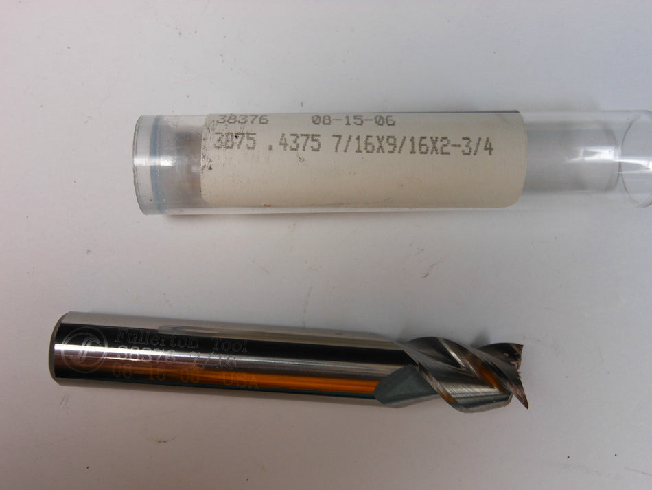 FULLERTON Dura-Carb Center Cutting End Mill 7/16" 3FL 38376