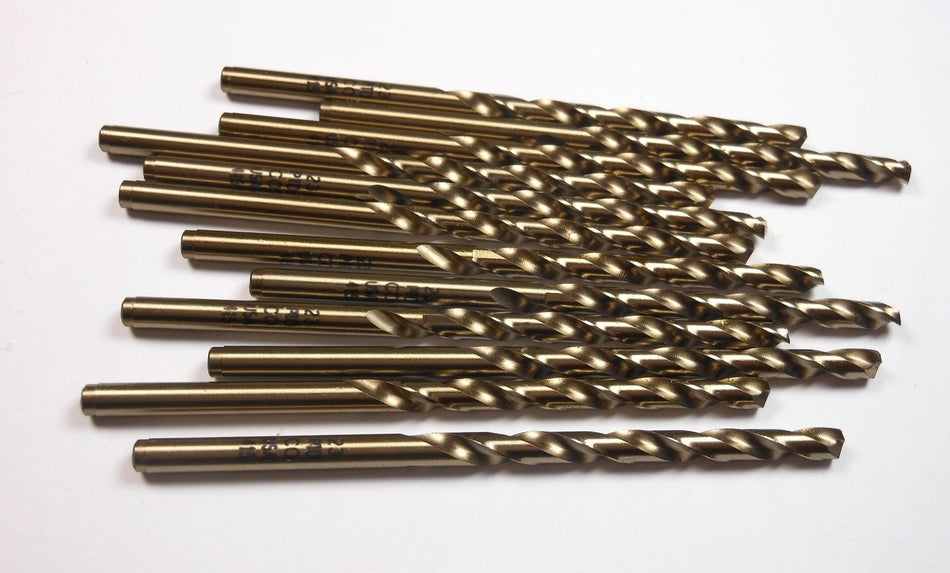 PRECISION Cobalt Jobber Length Drills #23 (0.1540") 135° 2" x 3-1/8" (12 Pcs)